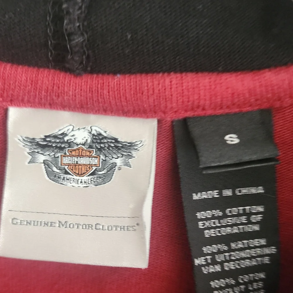 Harley-Davidson Women’s Small Red Black Zip Hoodie Jacket Vintage Biker Y2K - Picture 7 of 9